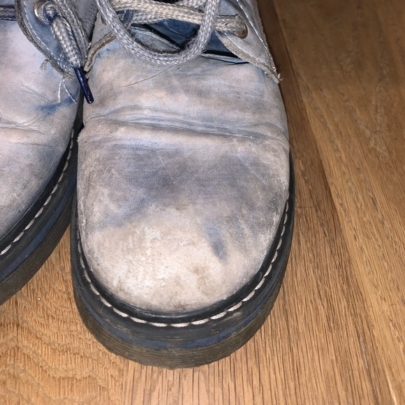 Distressed baby blue laced up boots. Purchased at “Via Maestra” in Milan, ITA - Picture 4 of 9